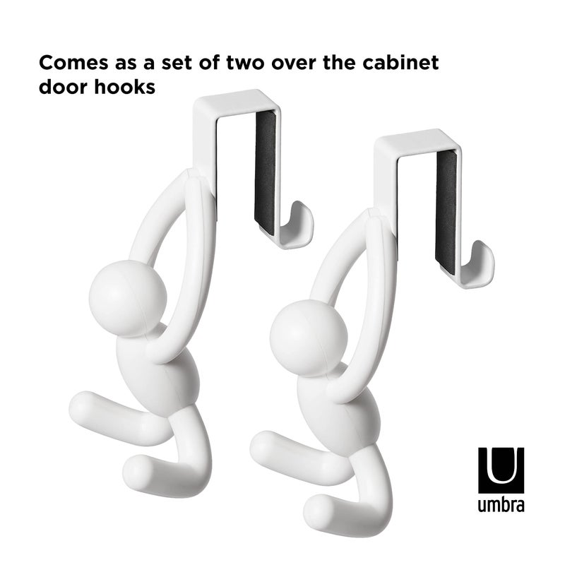 Umbra Buddy Space-Saving Over The Cabinet Storage Hooks, Kitchen and Bathroom Organizer, Set of 2, White, 2 Count - Image 3